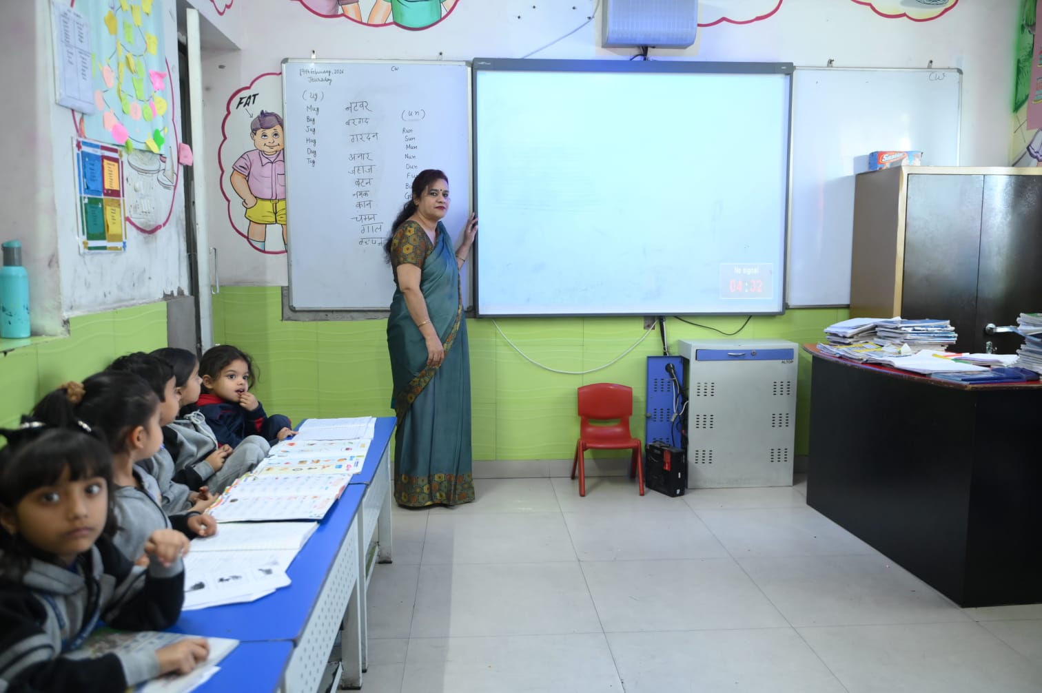 Smart classroom with interactive digital board.